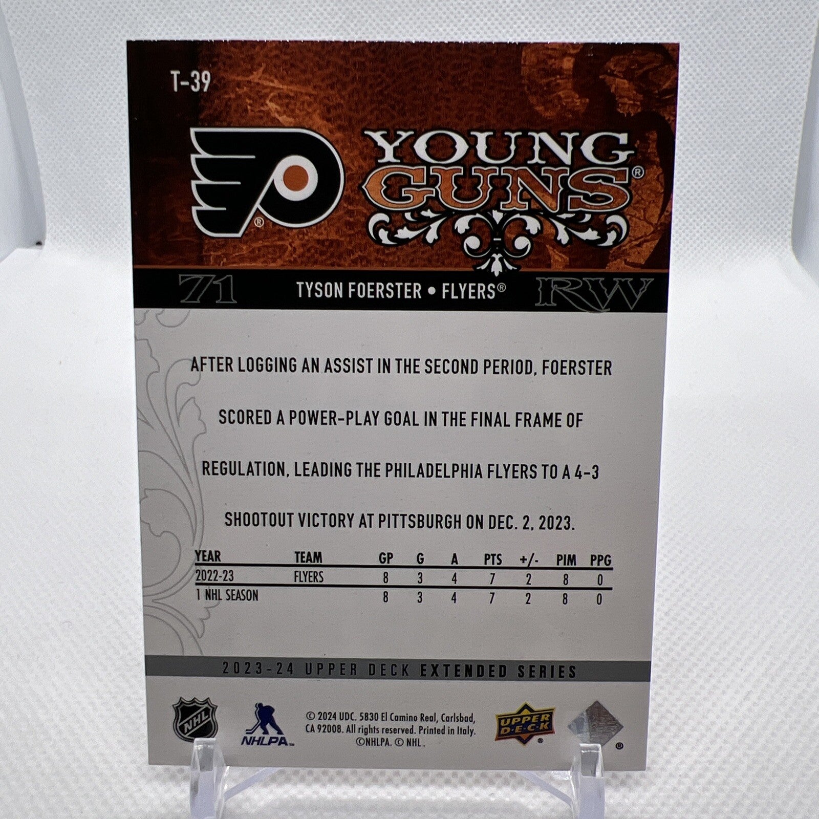 Tyson Foerster 2023-24 Upper Deck Retro Young Guns Philadelphia Flyers RC