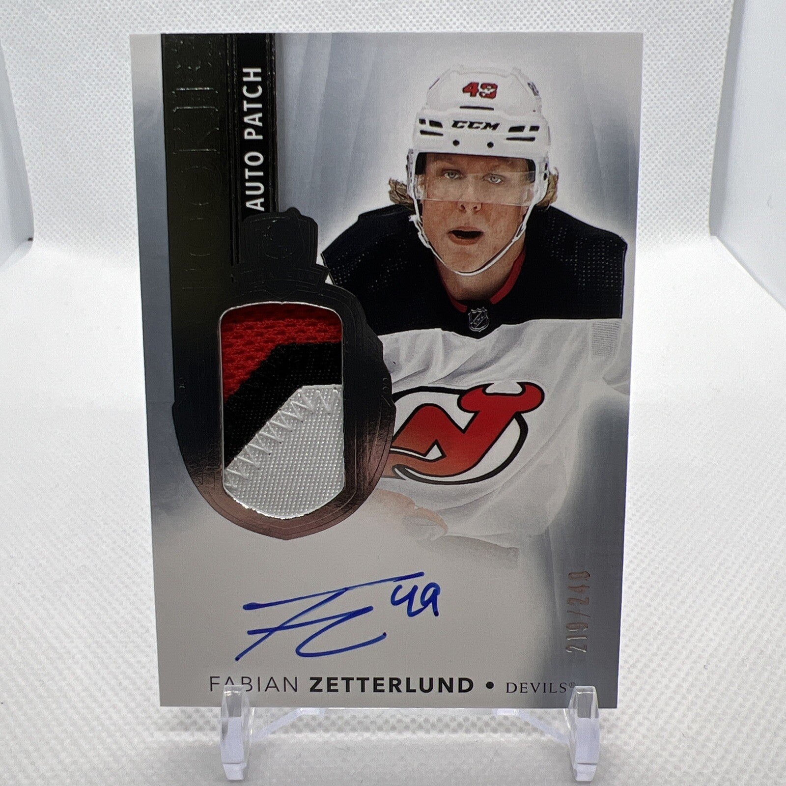 Fabian Zetterlund 2021-22 Upper Deck The Cup Rookie Auto Patch New Jersey Devils
