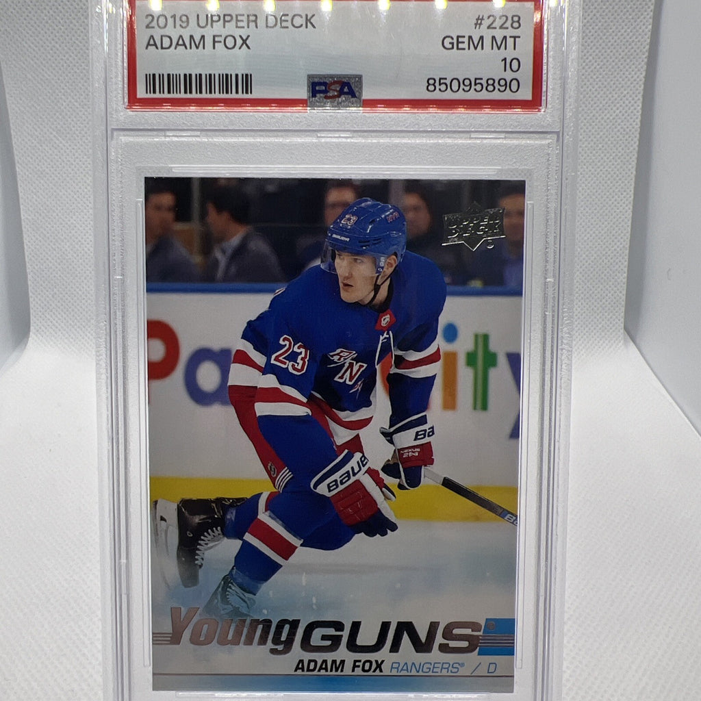 Adam Fox 2019-20 Upper Deck Young Guns #228 New York Rangers Rookie PSA 10 RC
