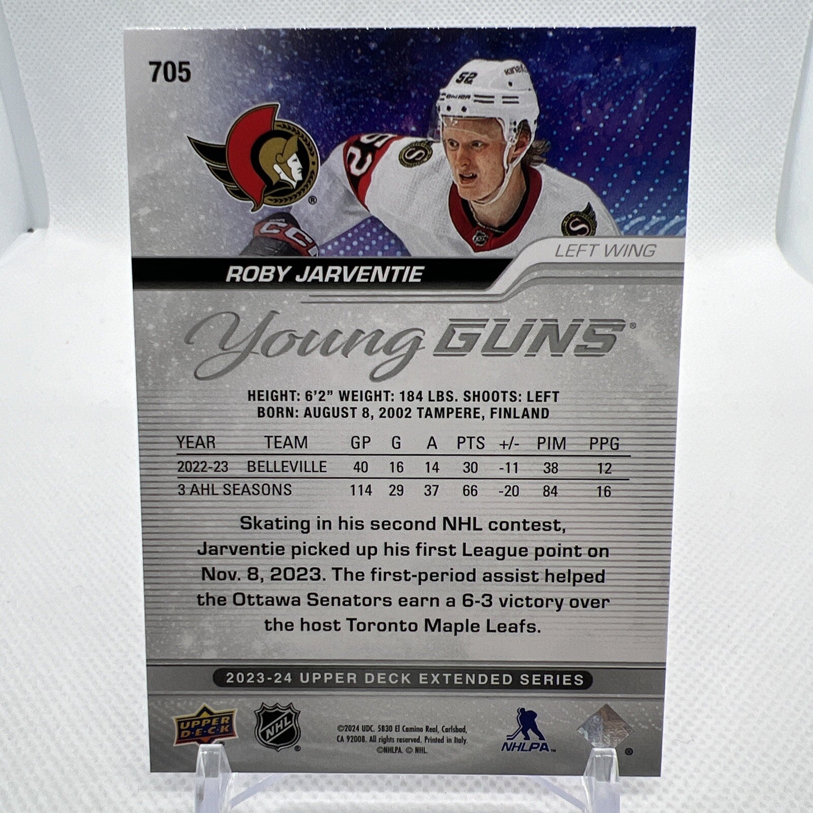 Roby Jarventie 2023-24 Upper Deck Young Guns Rookie Ottawa Senators RC