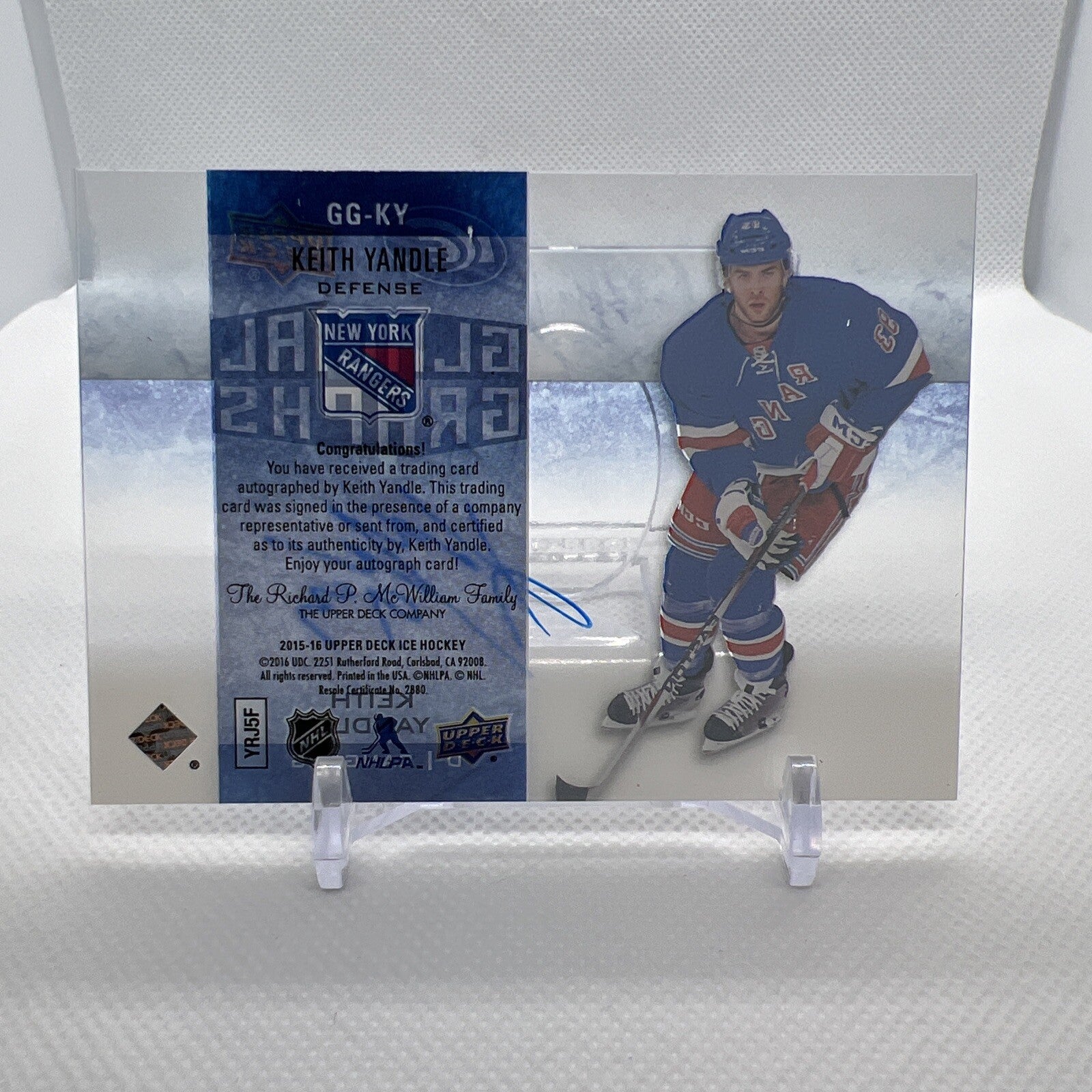 Keith Yandle 2015-16 UD Ice Glacial Graphs #GG-KY New York Rangers