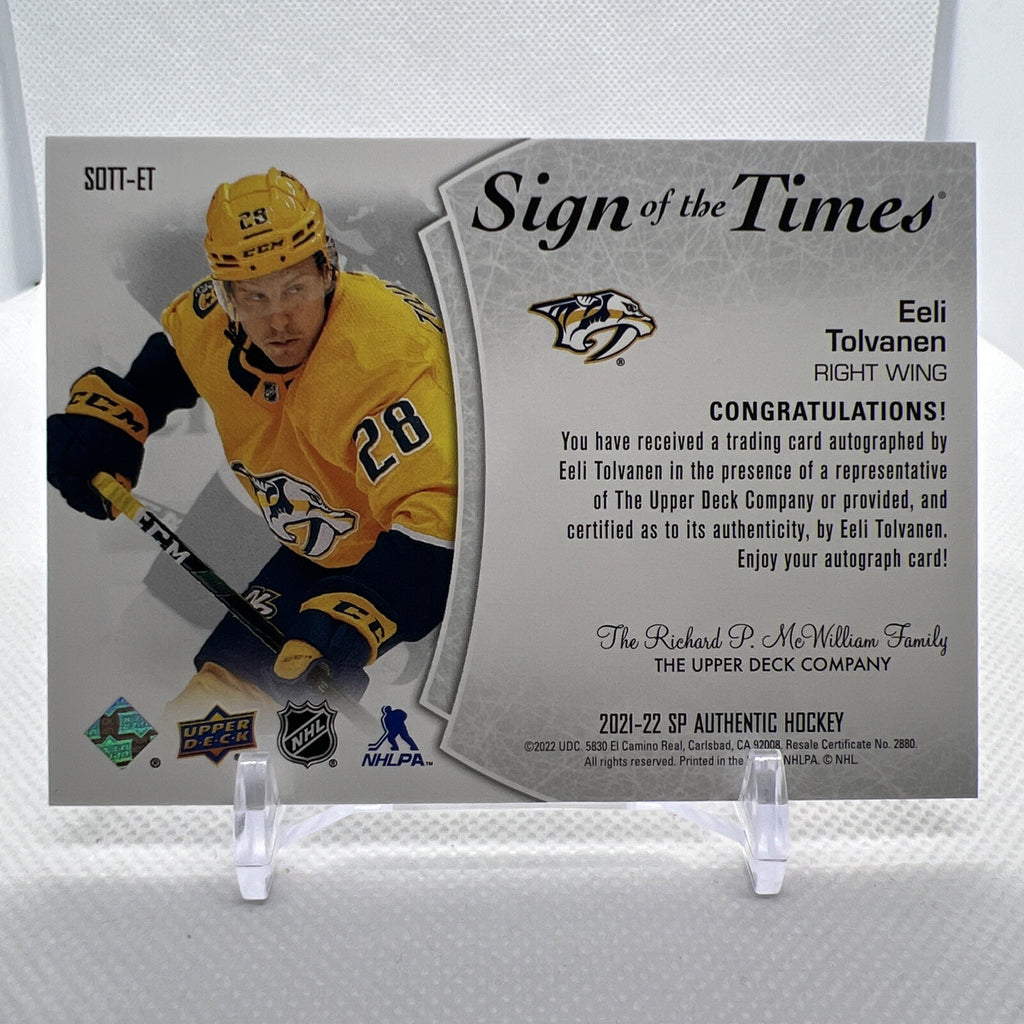 Eeli Tolvanen 2021-22 SP Authentic Sign of the Times Nashville Predators