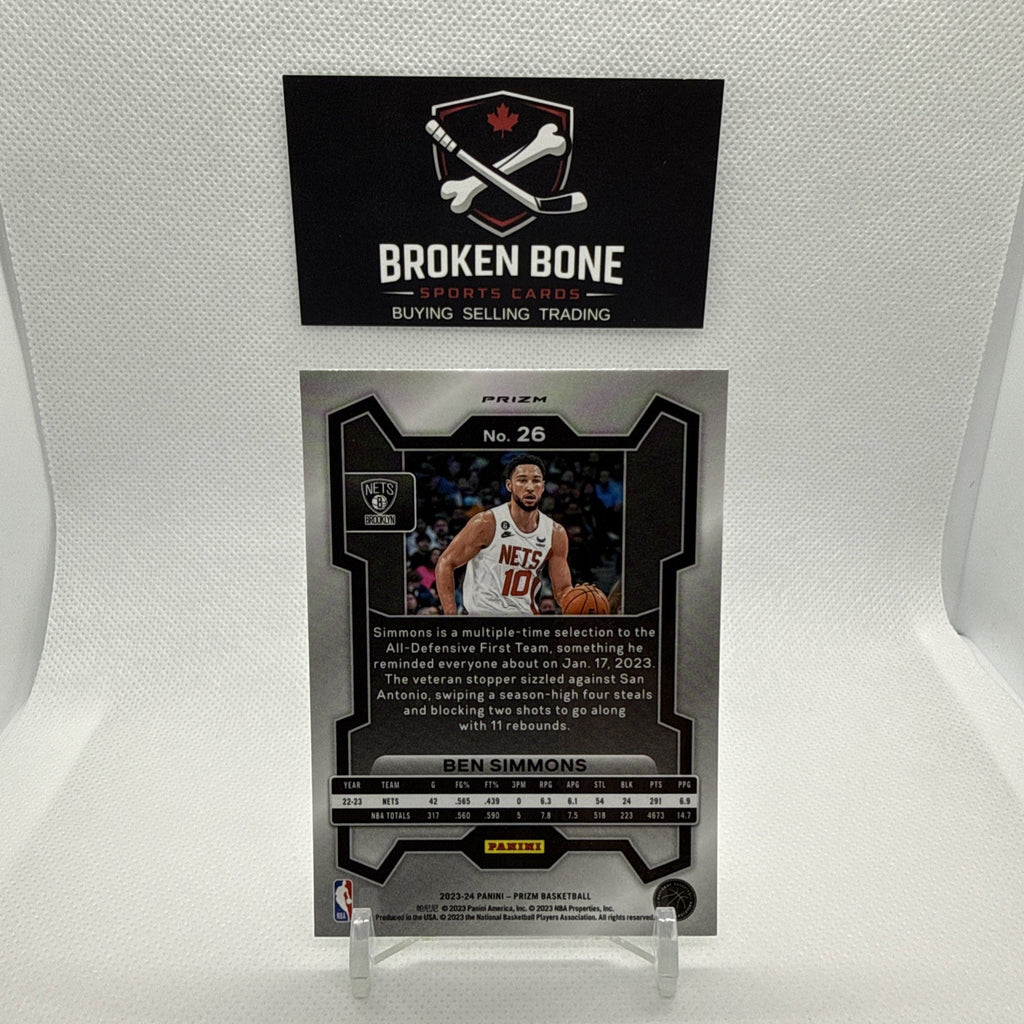 Ben Simmons 2023-24 Panini Prizm Green Cracked Ice SSP #26 Nets