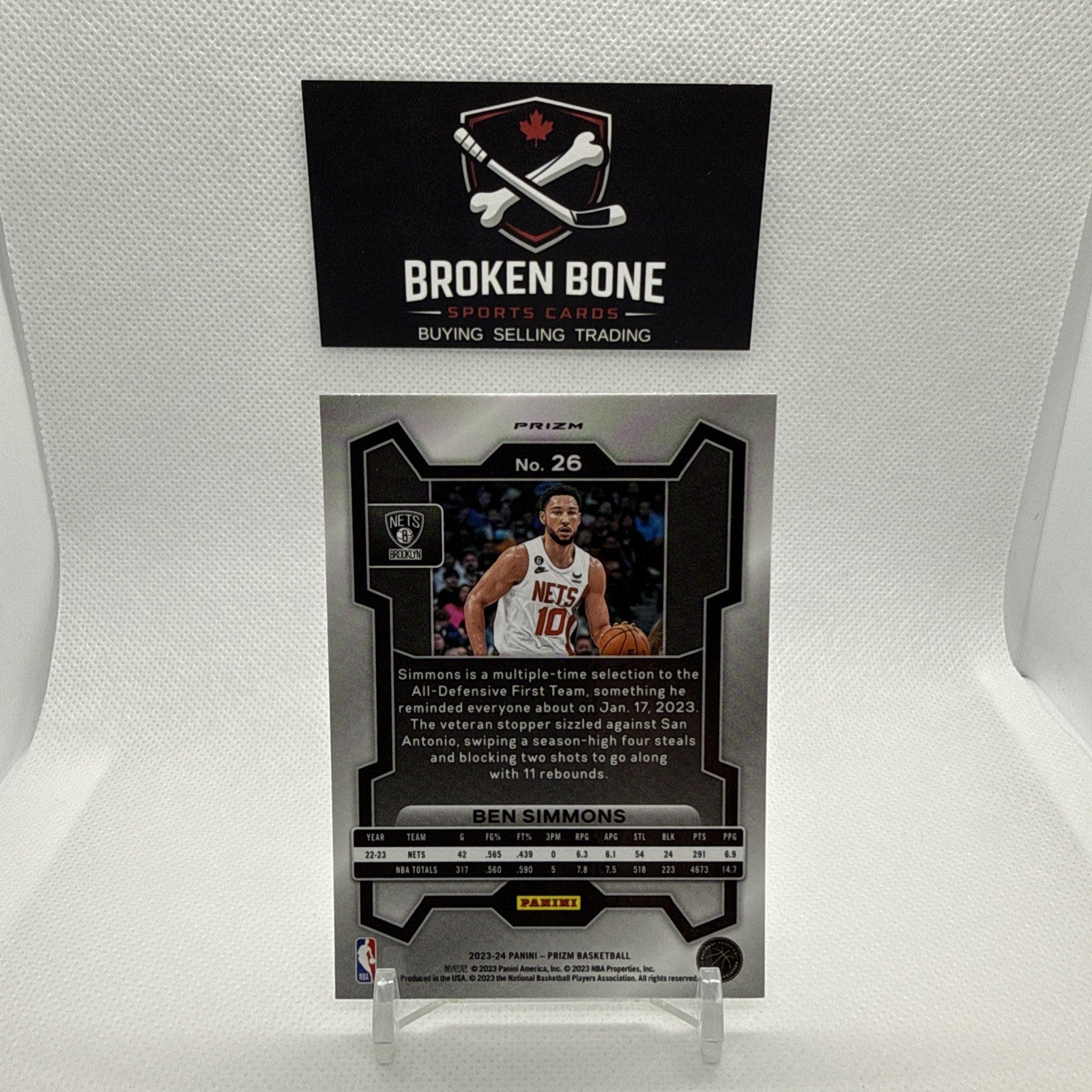 Ben Simmons 2023-24 Panini Prizm Green Cracked Ice SSP #26 Nets
