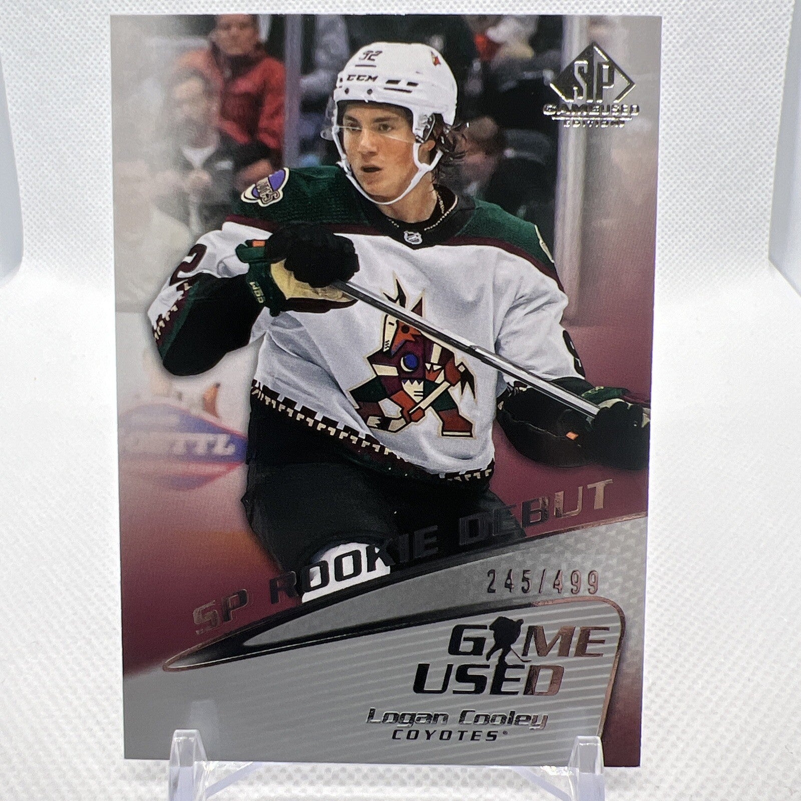 Logan Cooley 2023-24 SP Game Used SP Rookie Debut /499 Arizona Coyotes RC