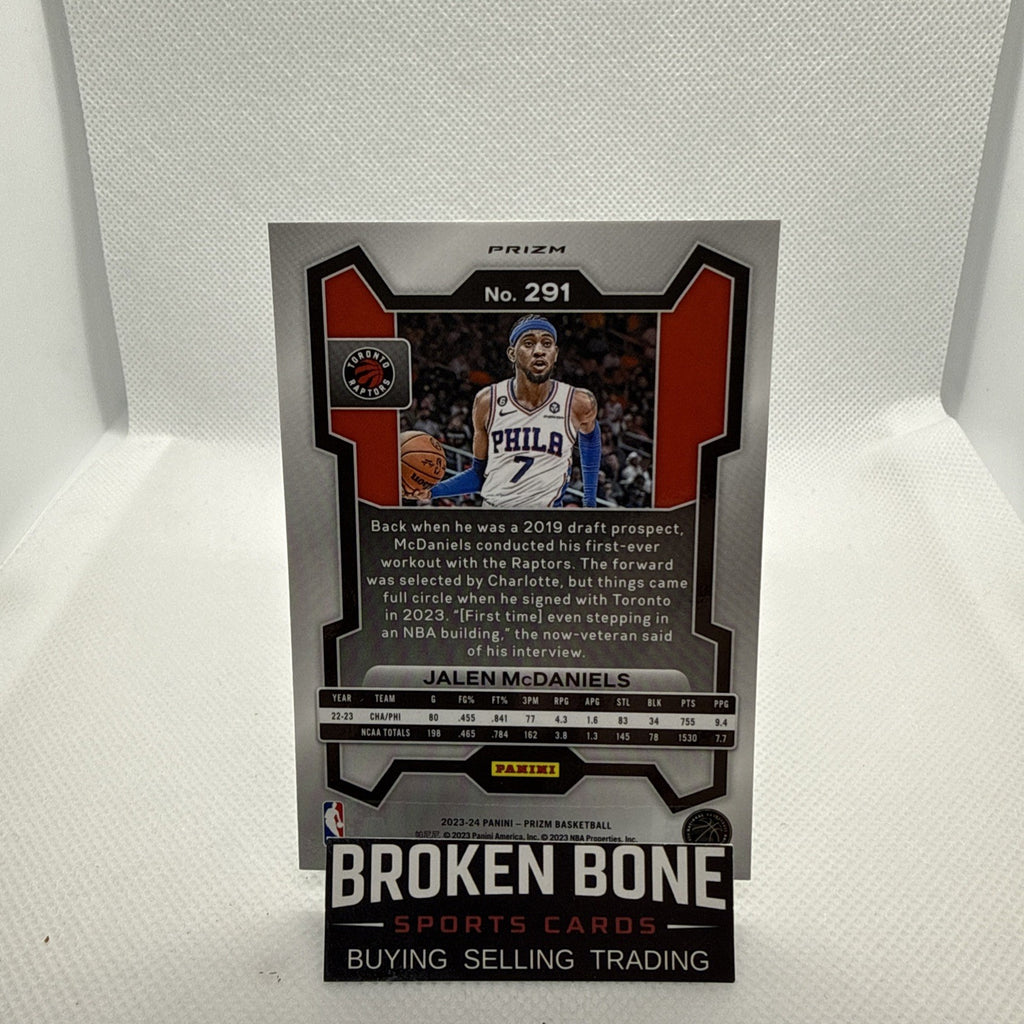 Jalen McDaniels 2023-24 Panini Prizm Green Cracked Ice SSP #291 Raptors