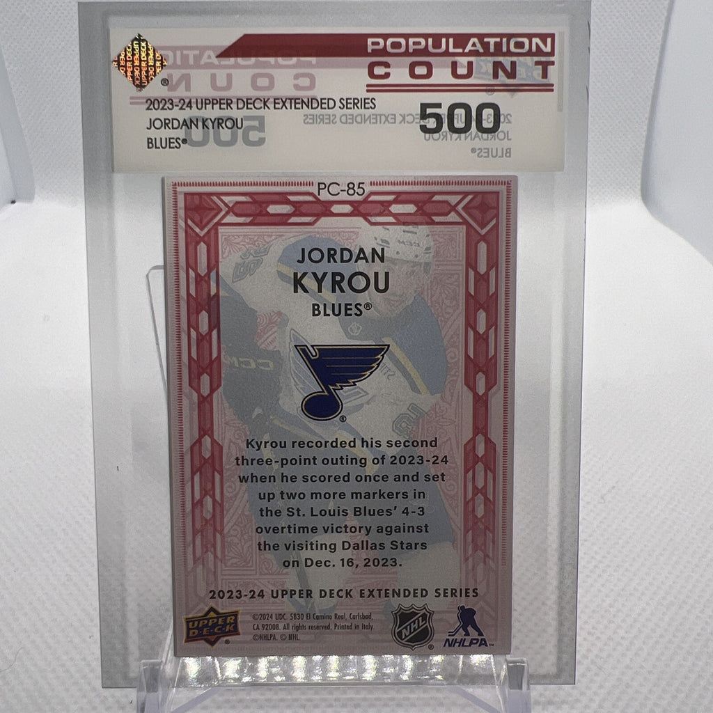 Jordan Kyrou 2023-24 Upper Deck Population Count 500 St. Louis Blues