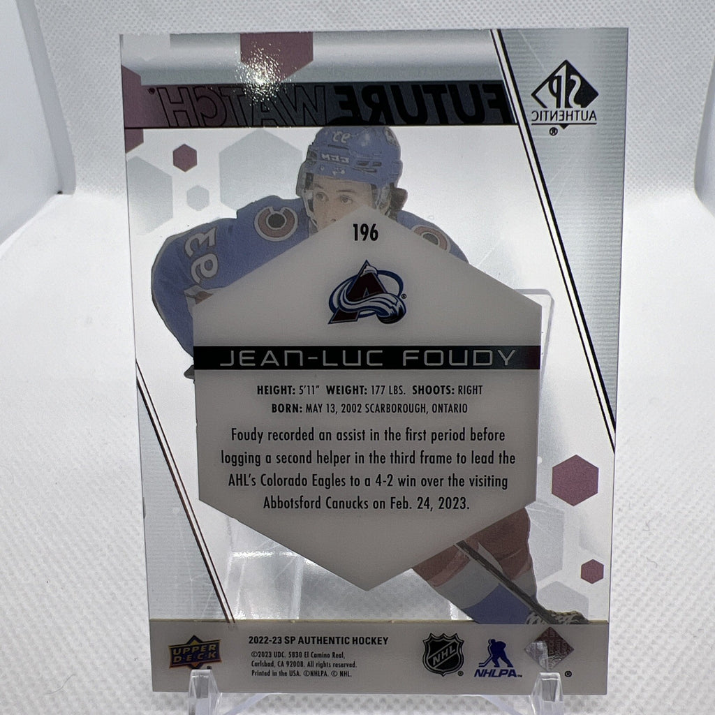 Jean-Luc Foudy 2022-23 SP Authentic Acetate Future Watch SSP Colorado Avalanche