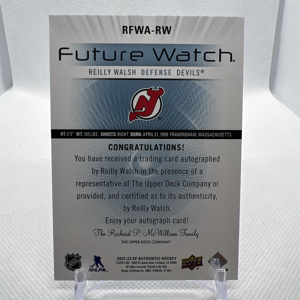 Reilly Walsh 2022-23 SP Authentic Retro Future Watch Auto /699 New Jersey Devils