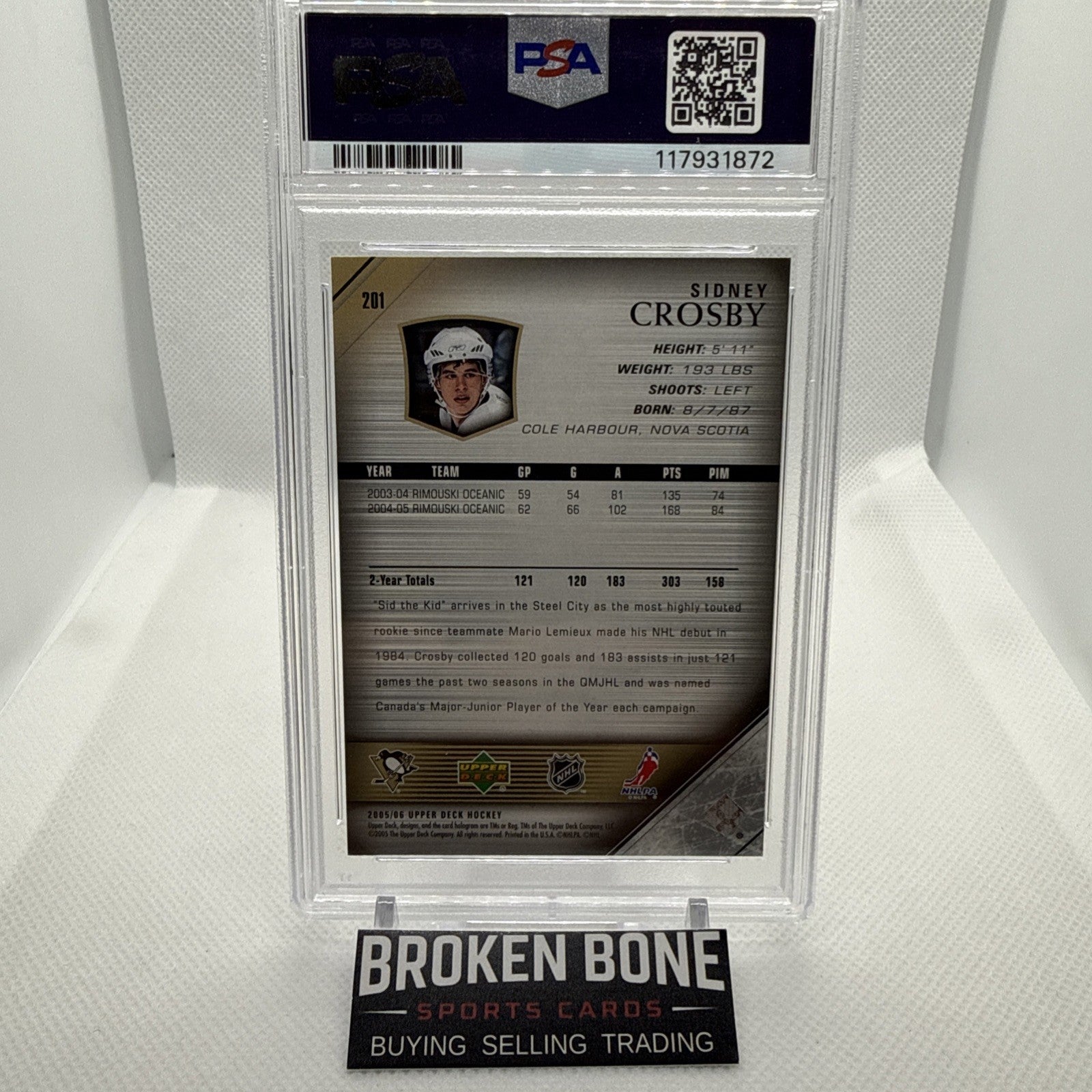 Sidney Crosby 2005 Upper Deck Young Guns Rookie PSA 10 Grail Pittsburgh Penguins