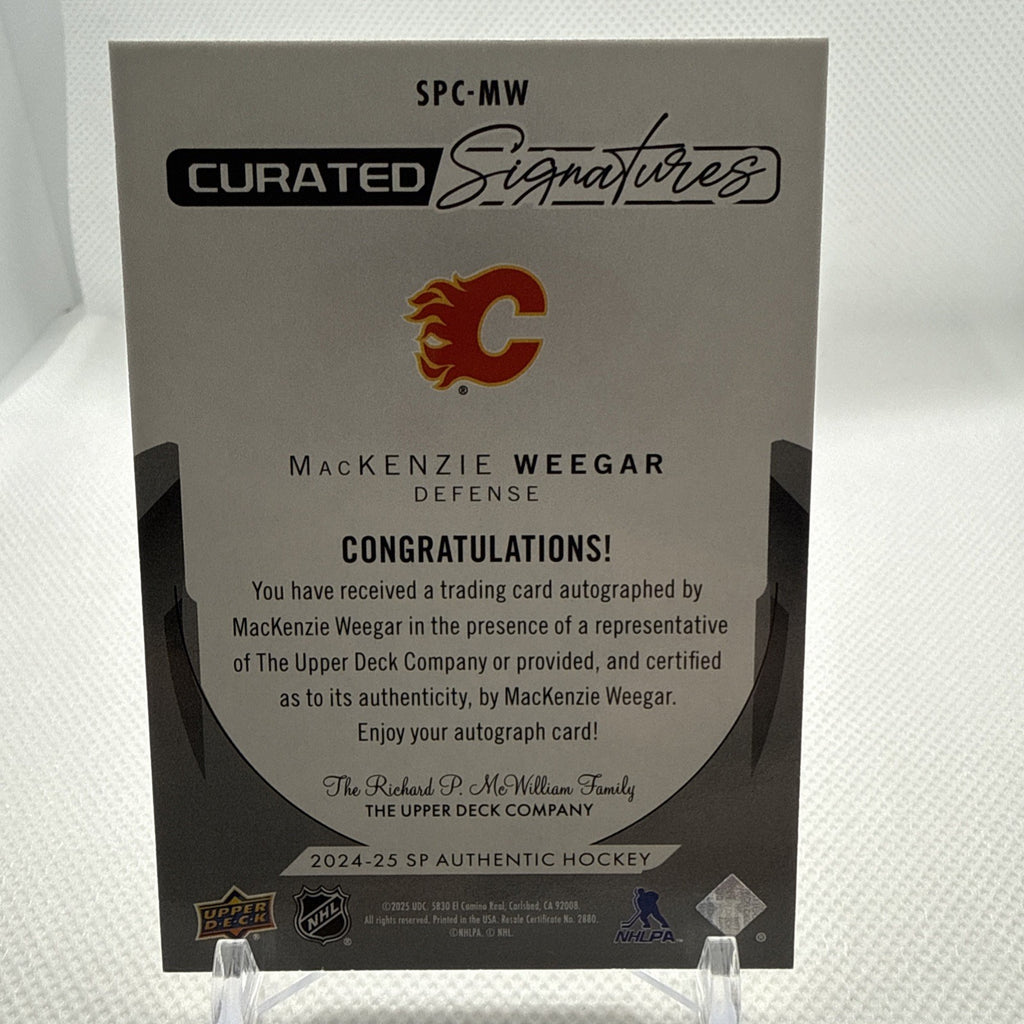Mackenzie Weegar 2024-25 SP Authentic Curated Signatures /299 Calgary Flames