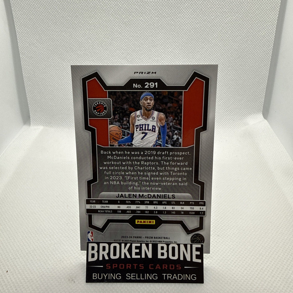 Jalen McDaniels 2023-24 Panini Prizm Green Cracked Ice SSP #291 Raptors