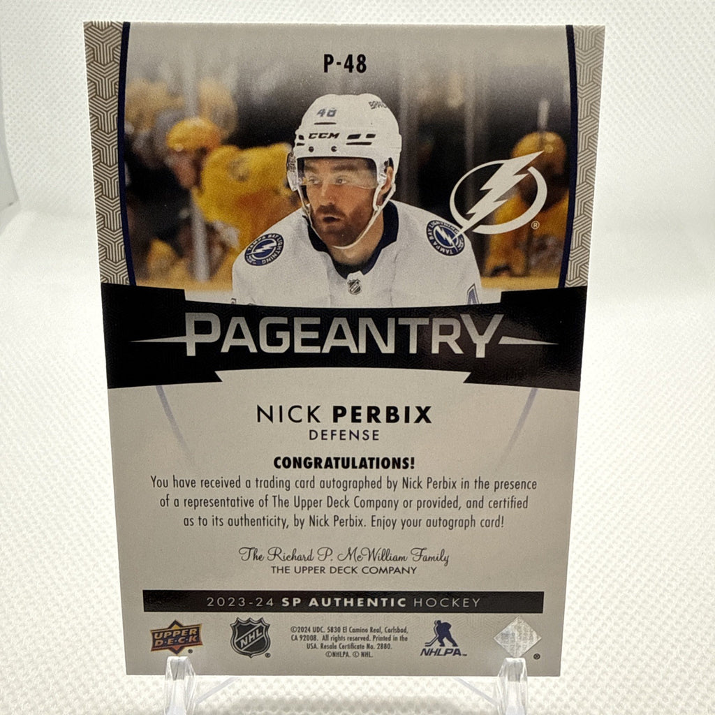 Nick Perbix 2023-24 SP Authentic Pageantry Auto Tampa Bay Lightning
