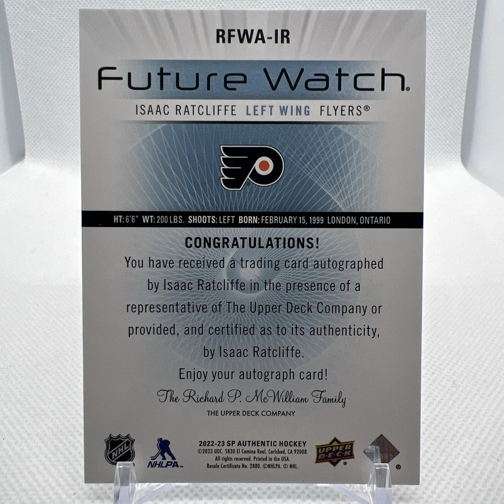 Isaac Ratcliffe 2022-23 SP Authentic Retro Future Watch Auto /699 Flyers