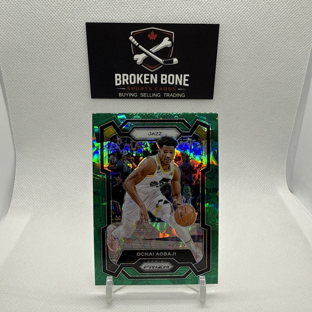 Ochai Agbaji 2023-24 Panini Prizm Green Cracked Ice SSP #92 Jazz