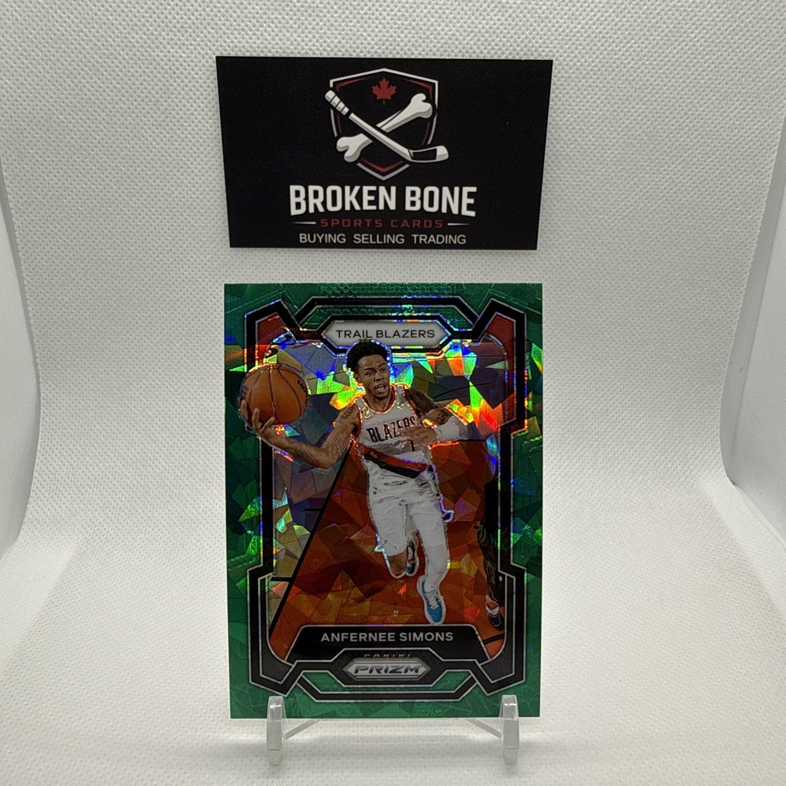 Anfernee Simons 2023-24 Panini Prizm Green Cracked Ice SSP #106 Trail Blazers
