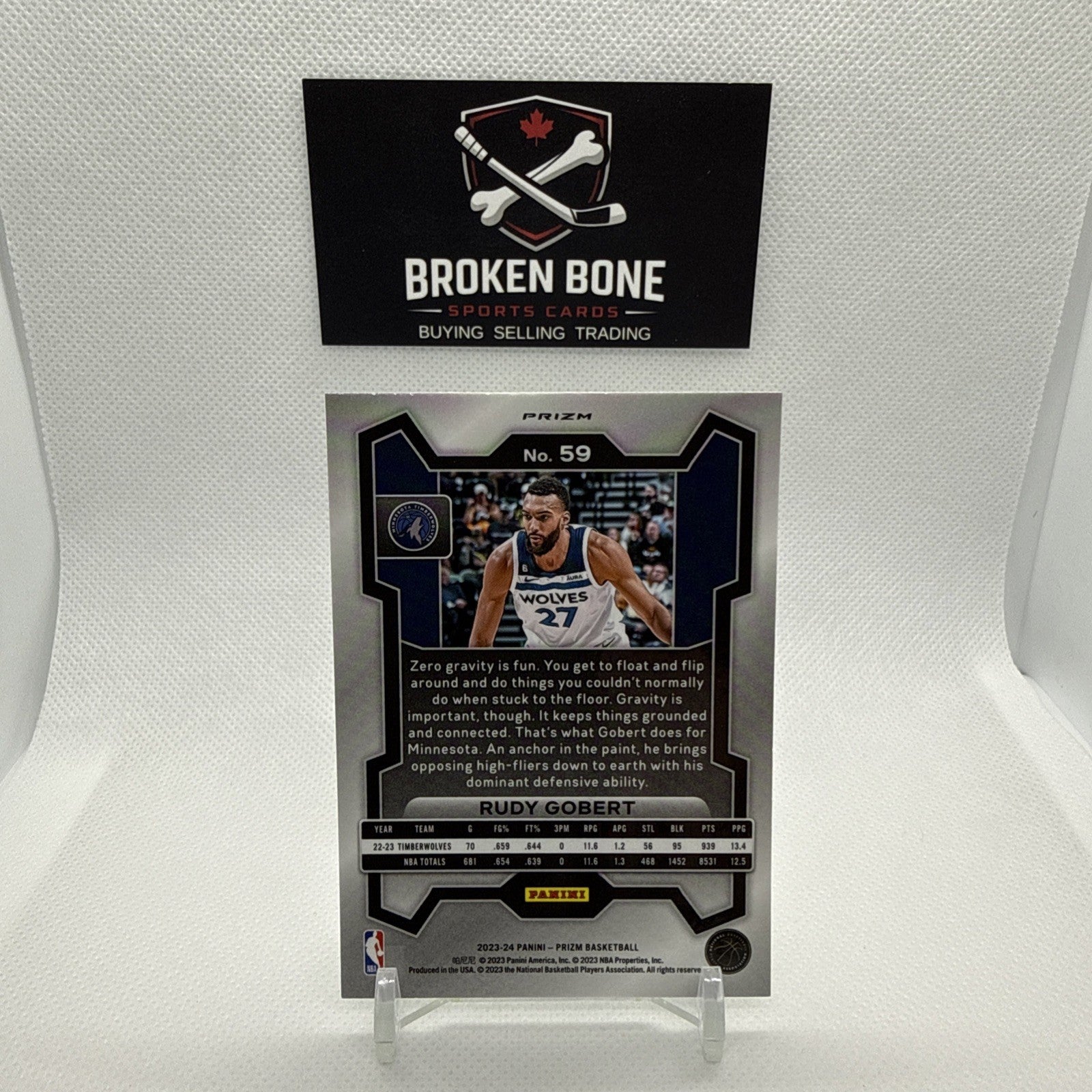 Rudy Gobert 2023-24 Panini Prizm Green Cracked Ice SSP #59 Timberwolves