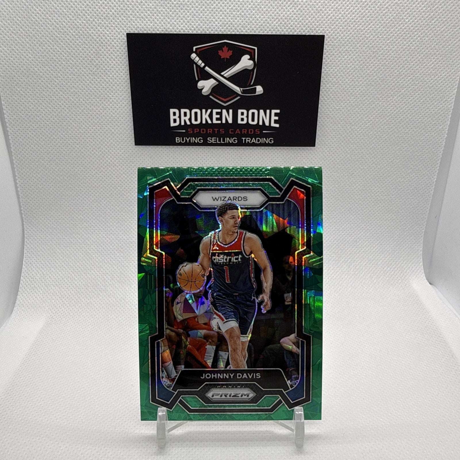 Johnny Davis 2023-24 Panini Prizm Green Cracked Ice SSP #38 Wizards