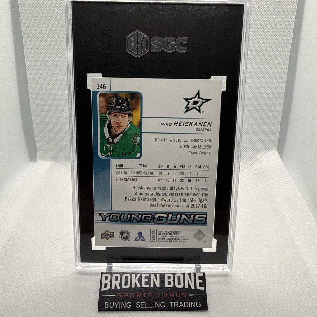 Miro Heiskanen 2018 Upper Deck Young Guns Rookie Dallas Stars SGC 10