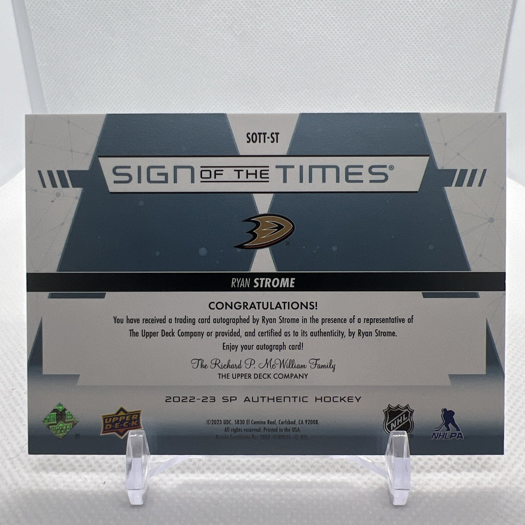 Ryan Strome 2022-23 SP Authentic Sign of The Times Auto Anaheim Ducks