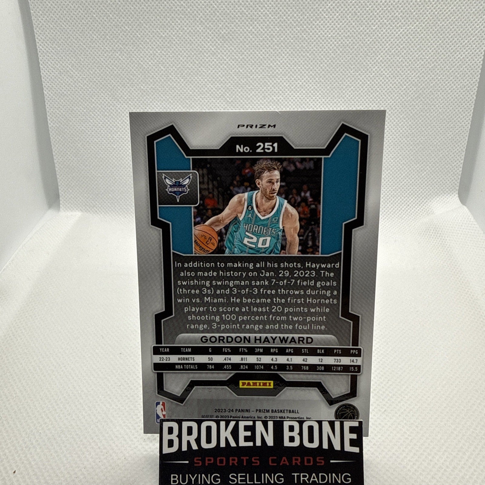 Gordon Hayward 2023-24 Panini Prizm Green Cracked Ice SSP #251 Hornets