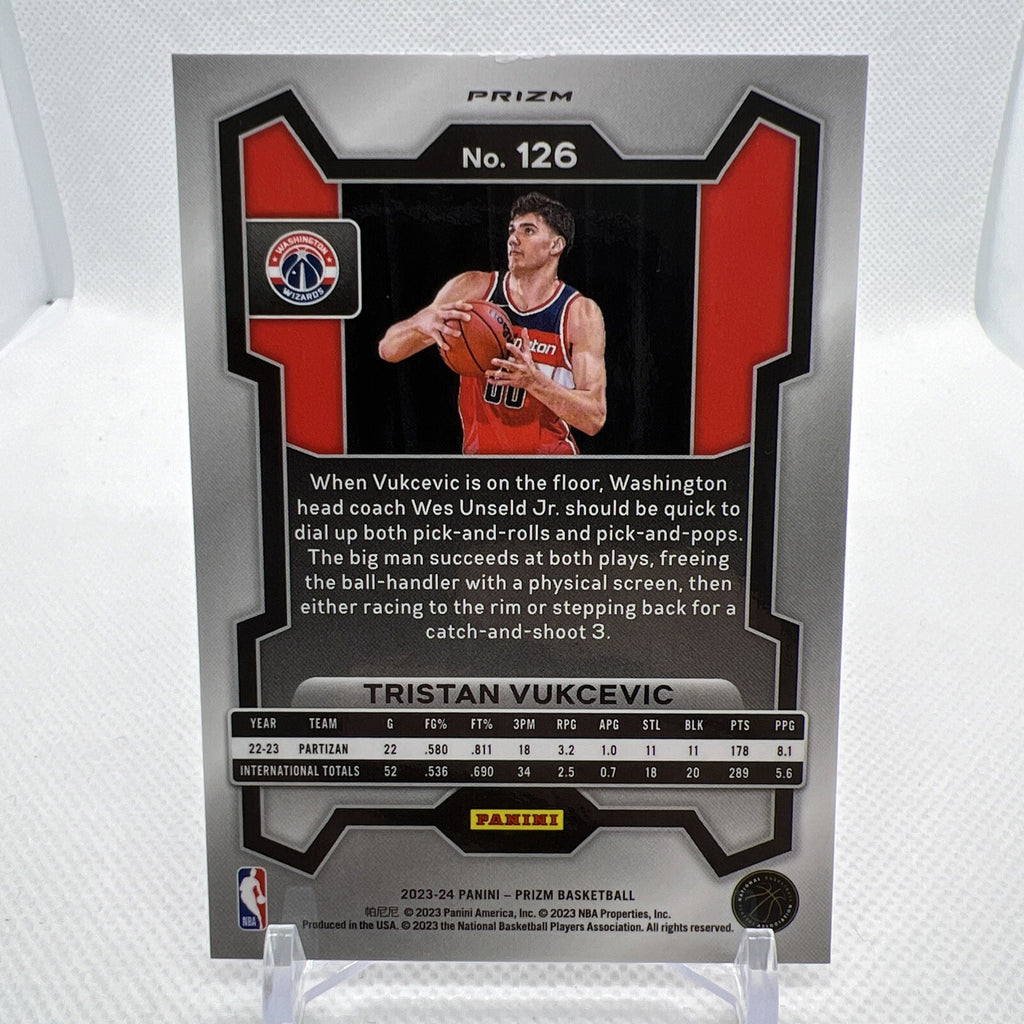 Tristan Vukcevic 2023-24 Panini Prizm Silver Prizm Rookie RC Washington Wizards