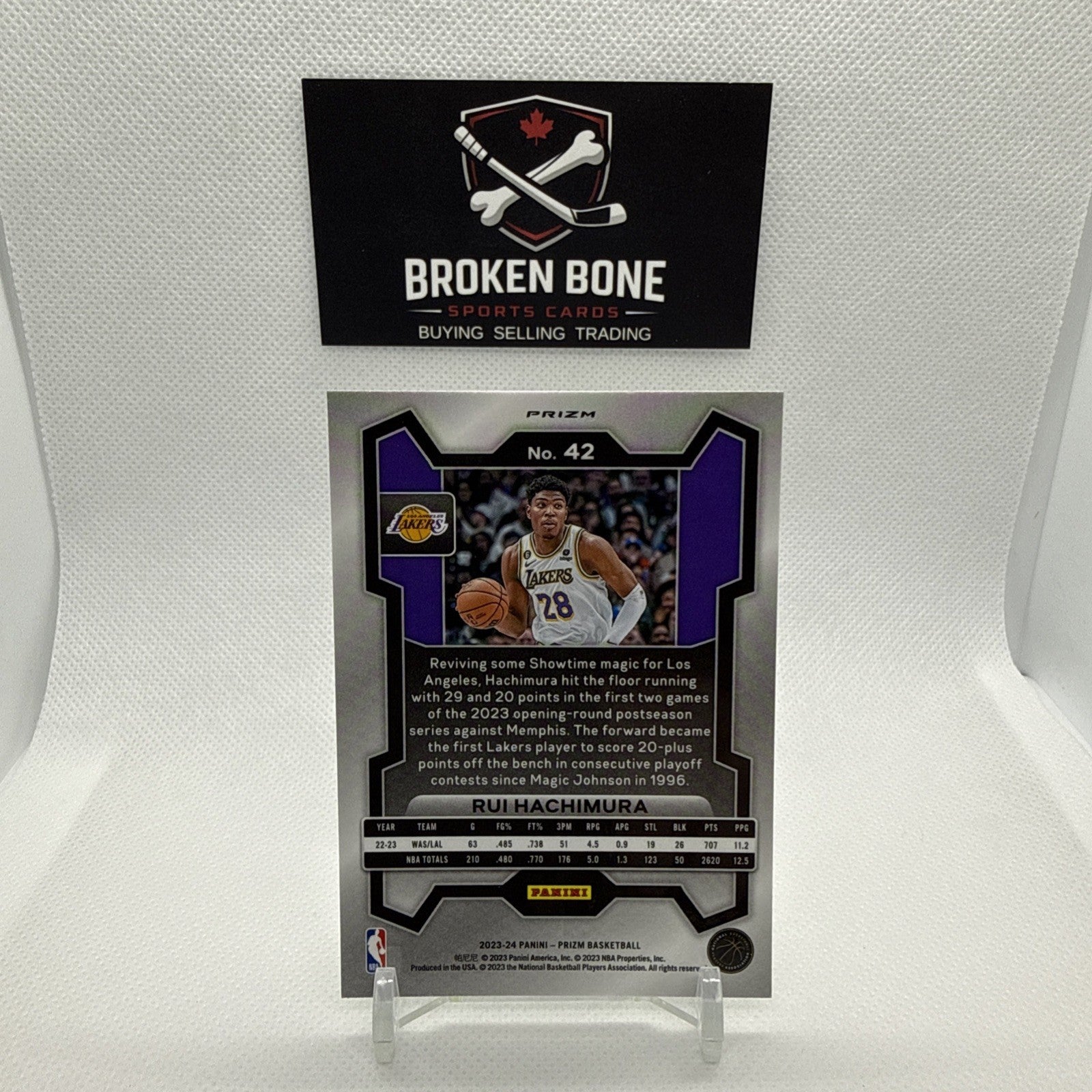 Rui Hachimura 2023-24 Panini Prizm Green Cracked Ice SSP #42 Lakers