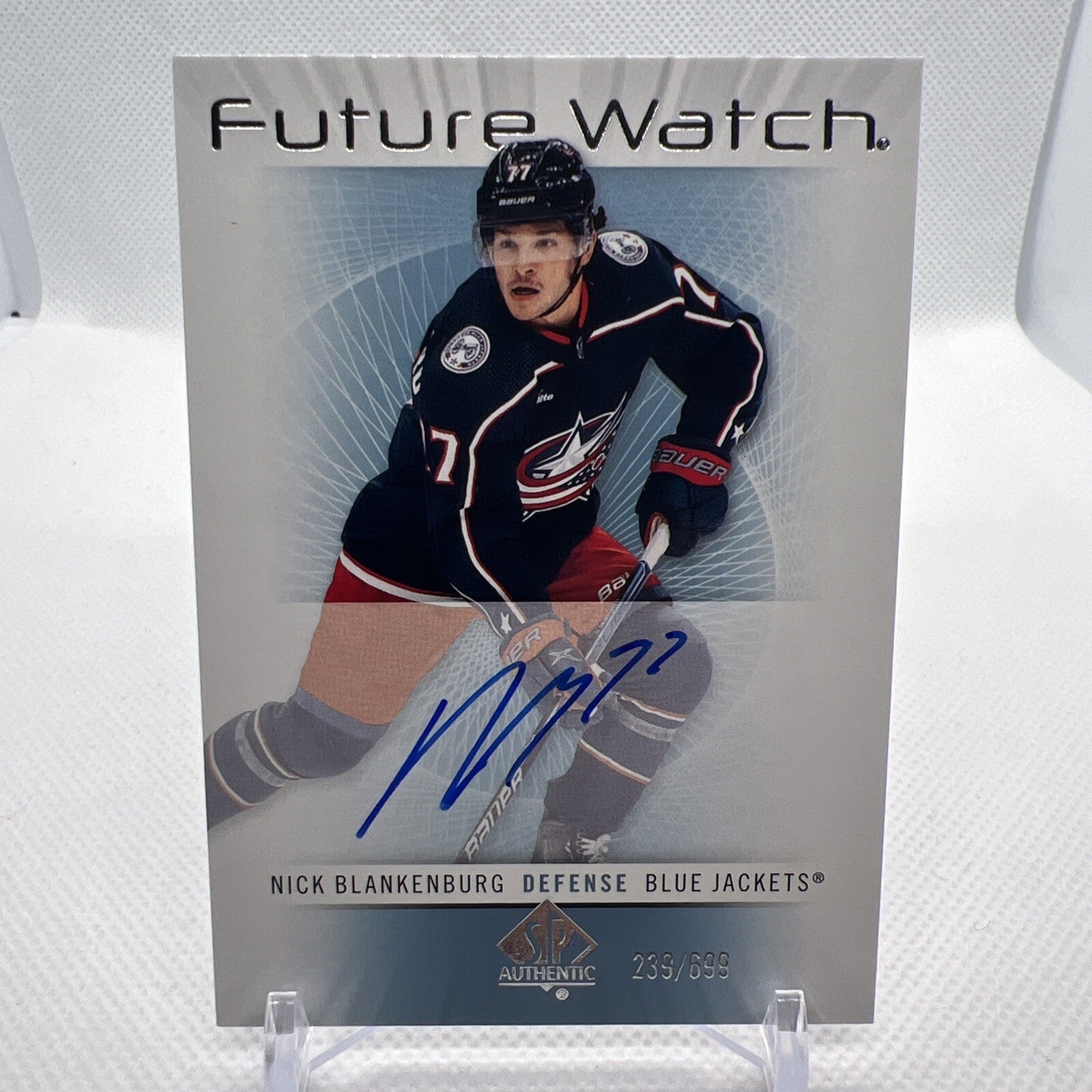 Nick Blankenburg 2022-23 SP Authentic Retro Future Watch Auto /699 Blue Jackets