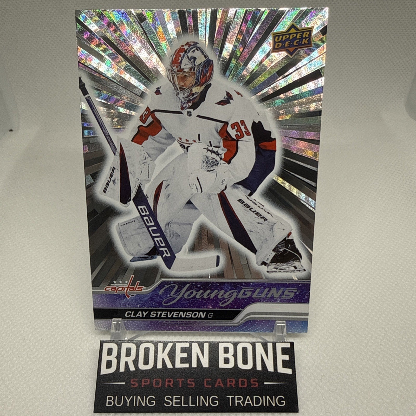 Clay Stevenson 2023-24 Upper Deck Outburst Young Guns RC Washington Capitals