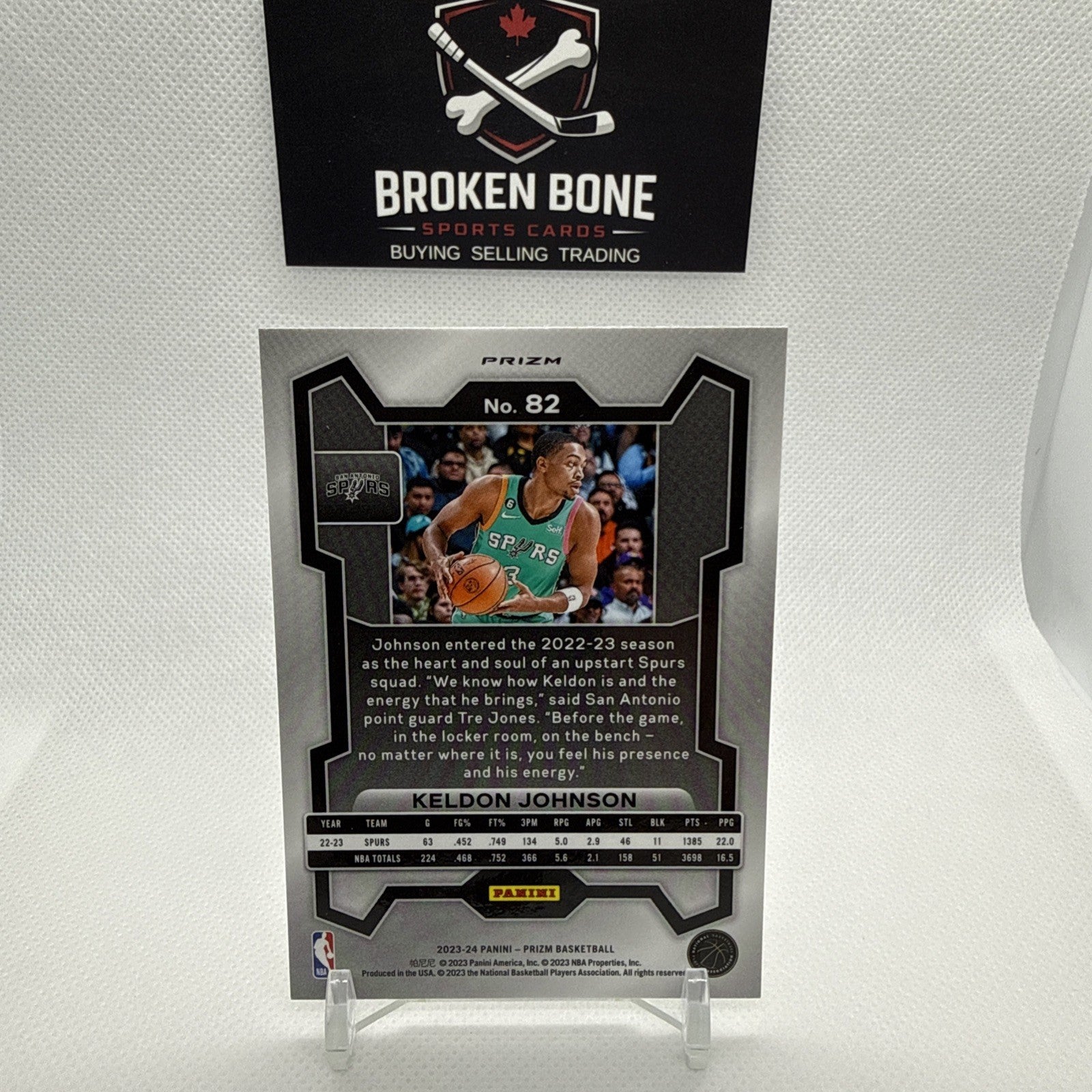 Keldon Johnson 2023-24 Panini Prizm Silver Prizm #82 Spurs