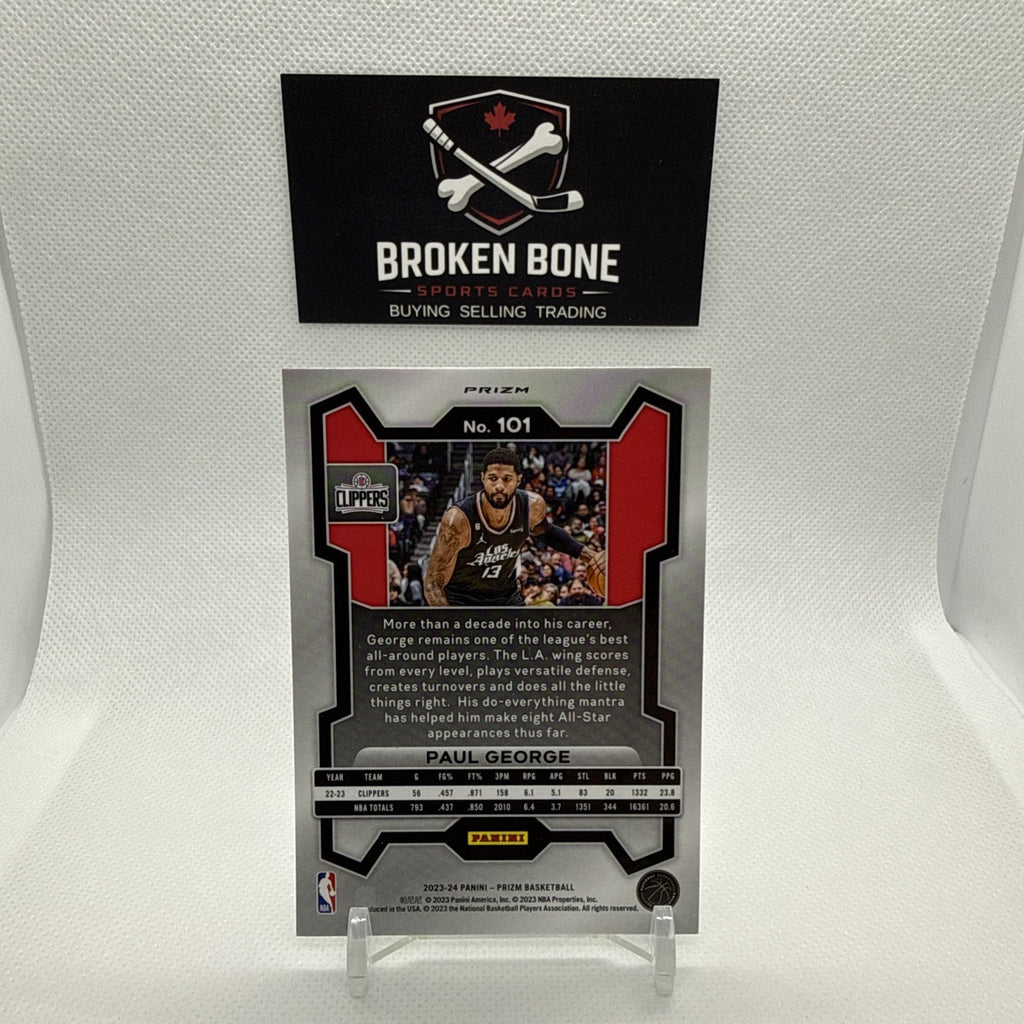Paul George 2023-24 Panini Prizm Green Cracked Ice SSP #101 Clippers