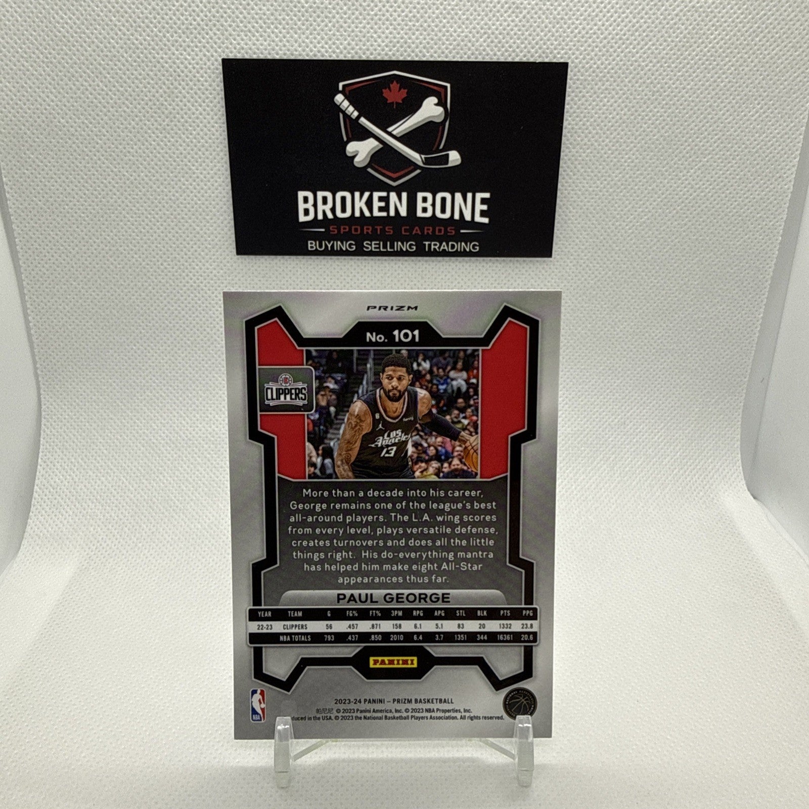 Paul George 2023-24 Panini Prizm Green Cracked Ice SSP #101 Clippers