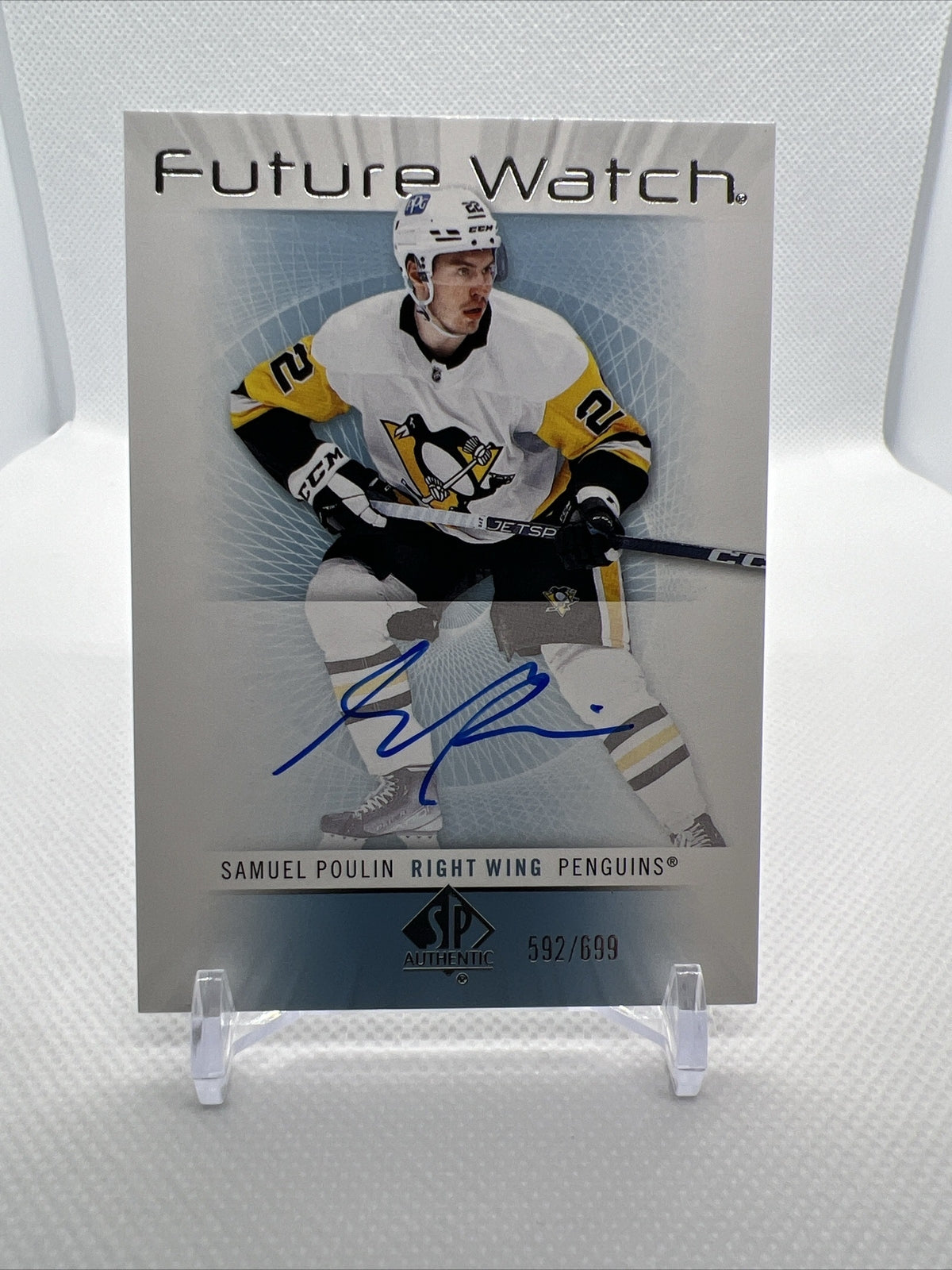 Samuel Poulin 2022-23 Retro Future Watch Rookie Auto /699 Pittsburgh Penguins