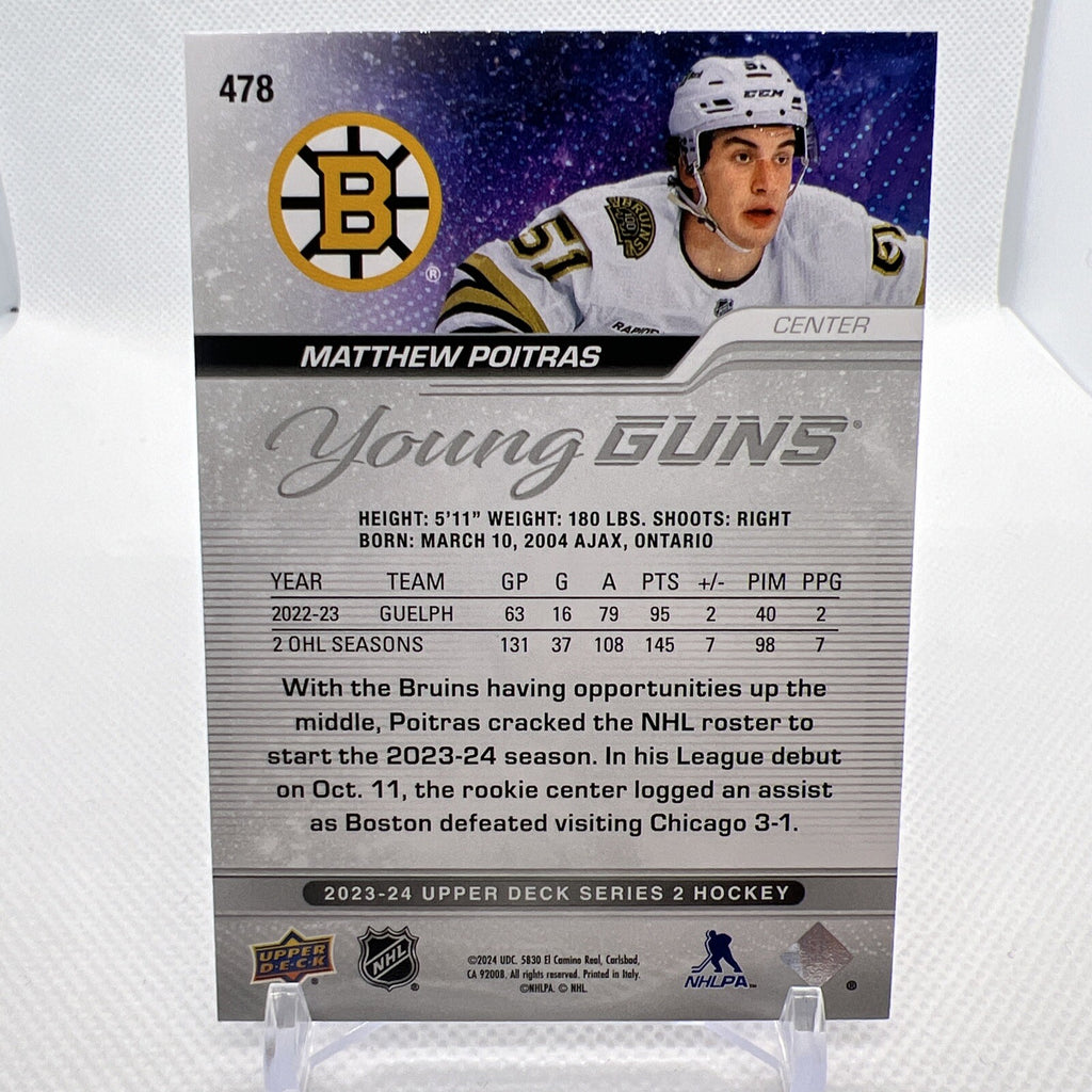 Matthew Poitras 2023-24 Upper Deck Young Guns Rookie Boston Bruins 6 RC