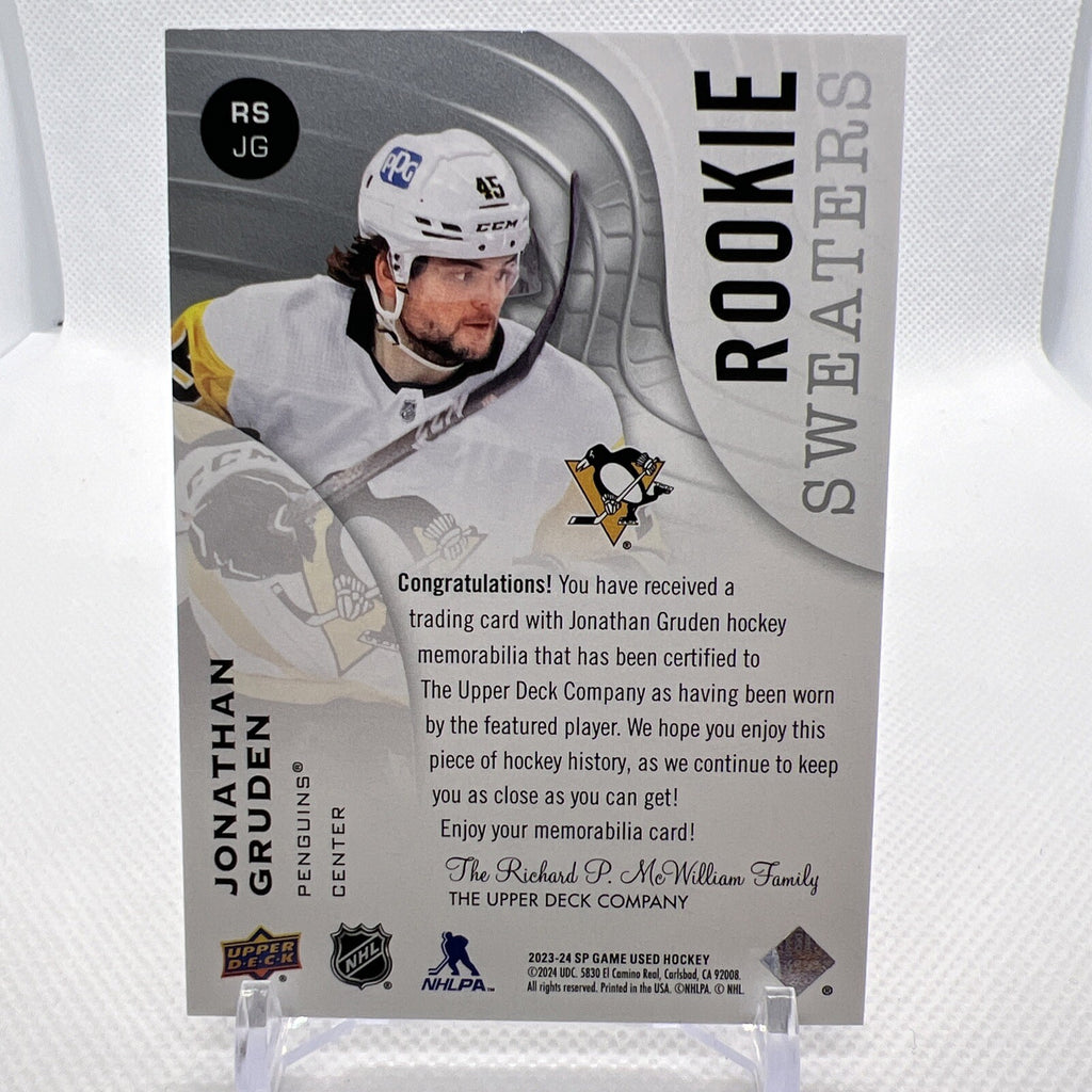 Jonathan Gruden 2023-24 SP Game Used Rookie Sweaters Pittsburgh Penguins