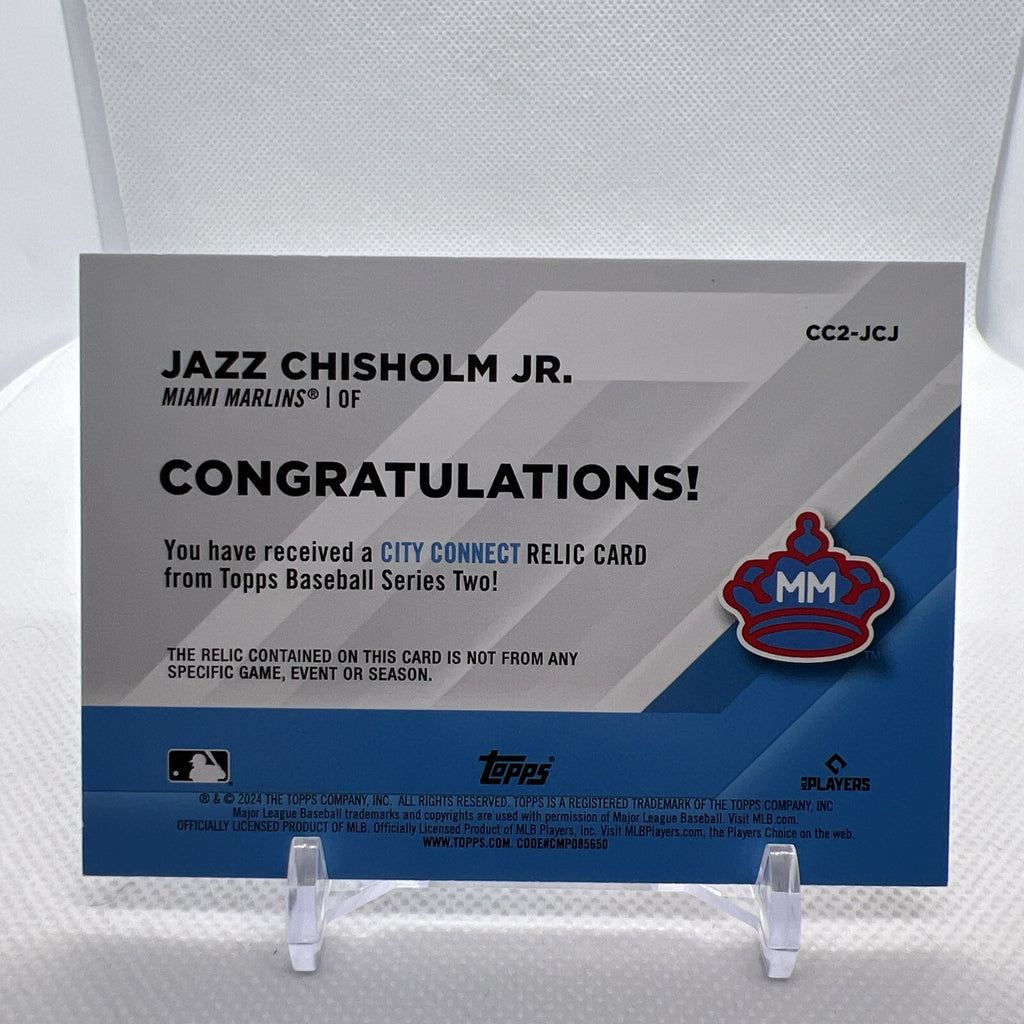 Jazz Chisholm Jr 2024 Topps Chrome City Connect Relic /199 Miami Marlins