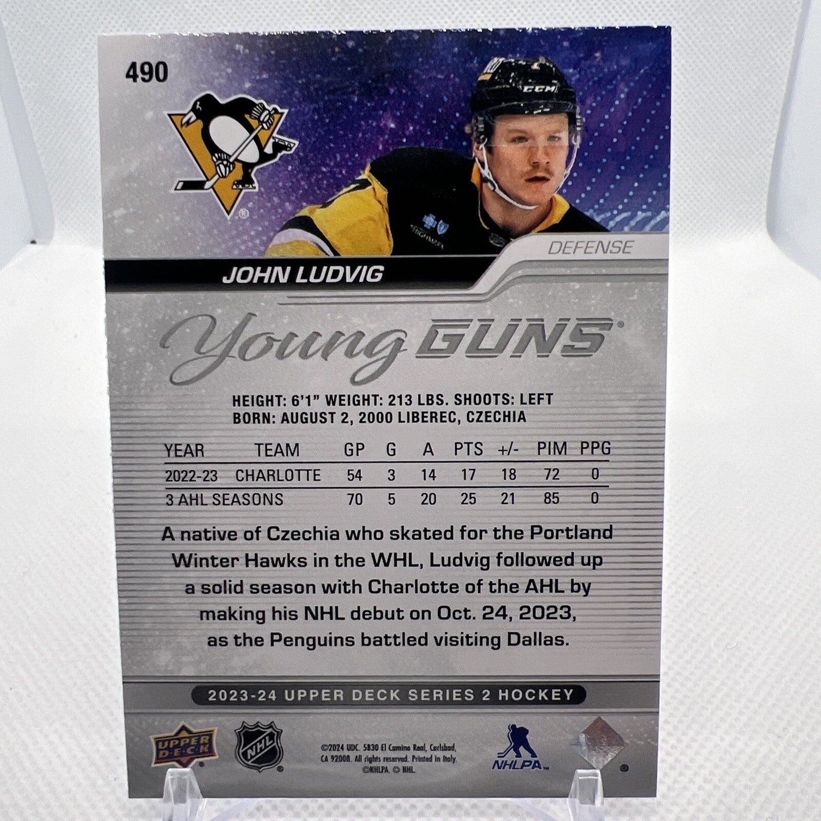 John Ludvig 2023-24 Upper Deck Young Guns Outburst Pittsburgh Penguins RC