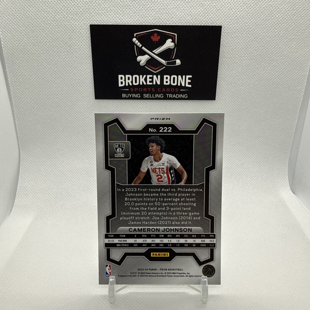 Cameron Johnson 2023-24 Panini Prizm Green Cracked Ice SSP #222 Nets
