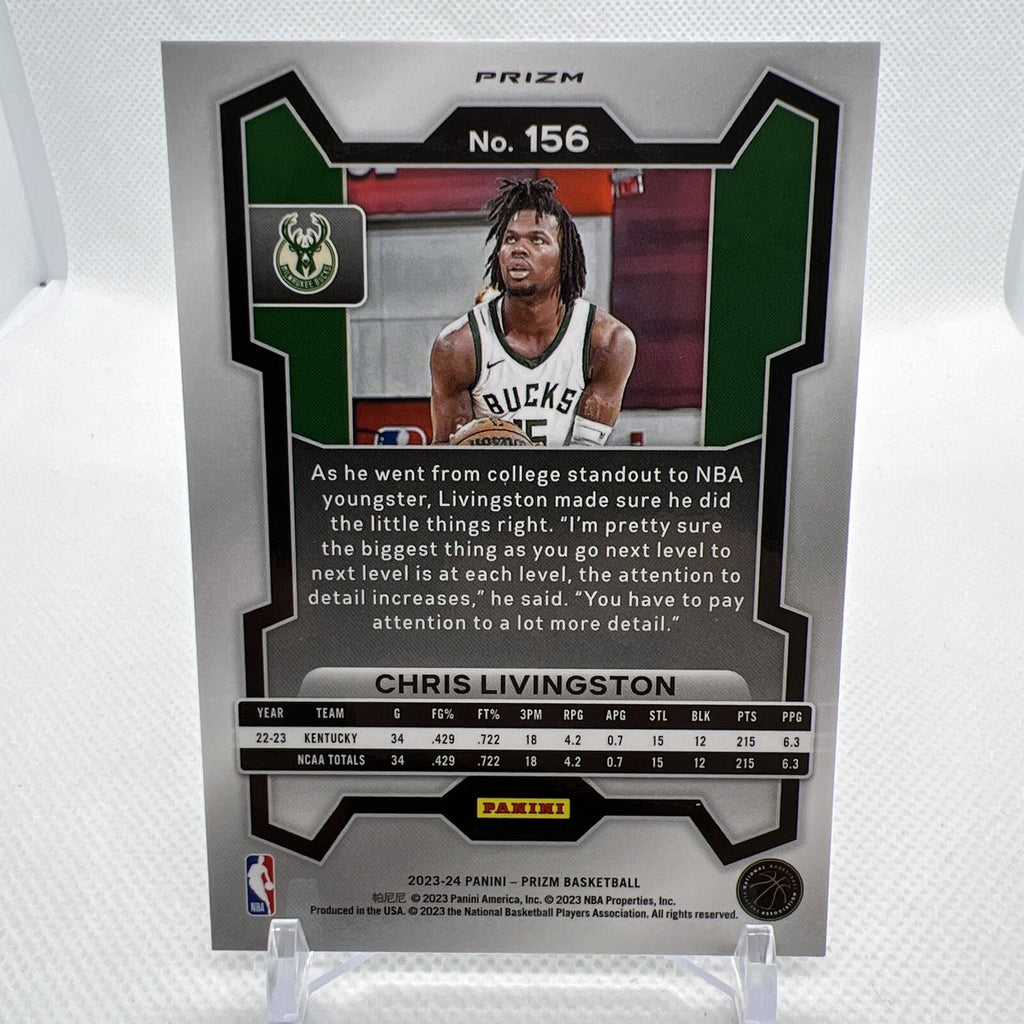 Chris Livingston 2023-24 Panini Prizm Green Ice Rookie RC Milwaukee Bucks