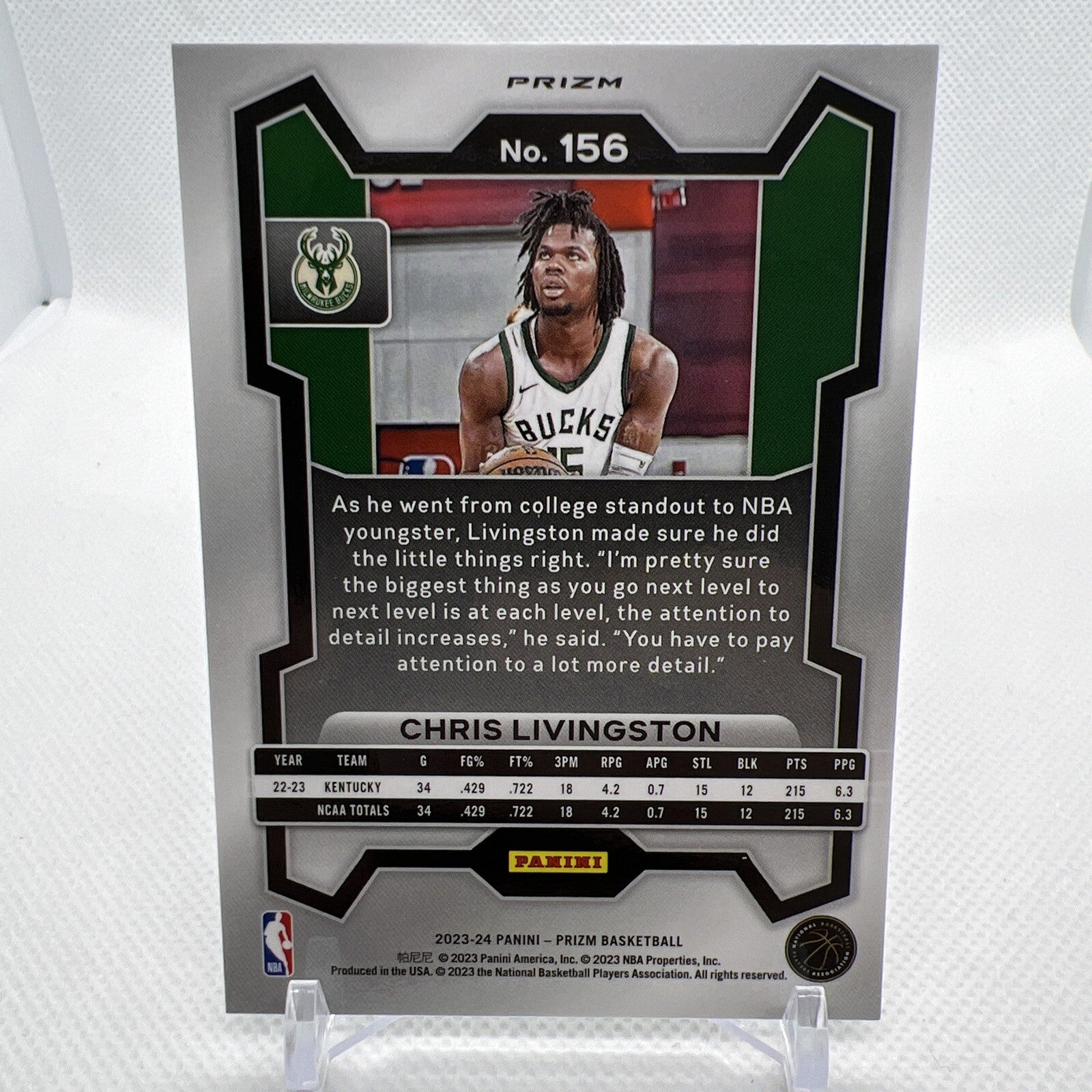 Chris Livingston 2023-24 Panini Prizm Green Ice Rookie RC Milwaukee Bucks