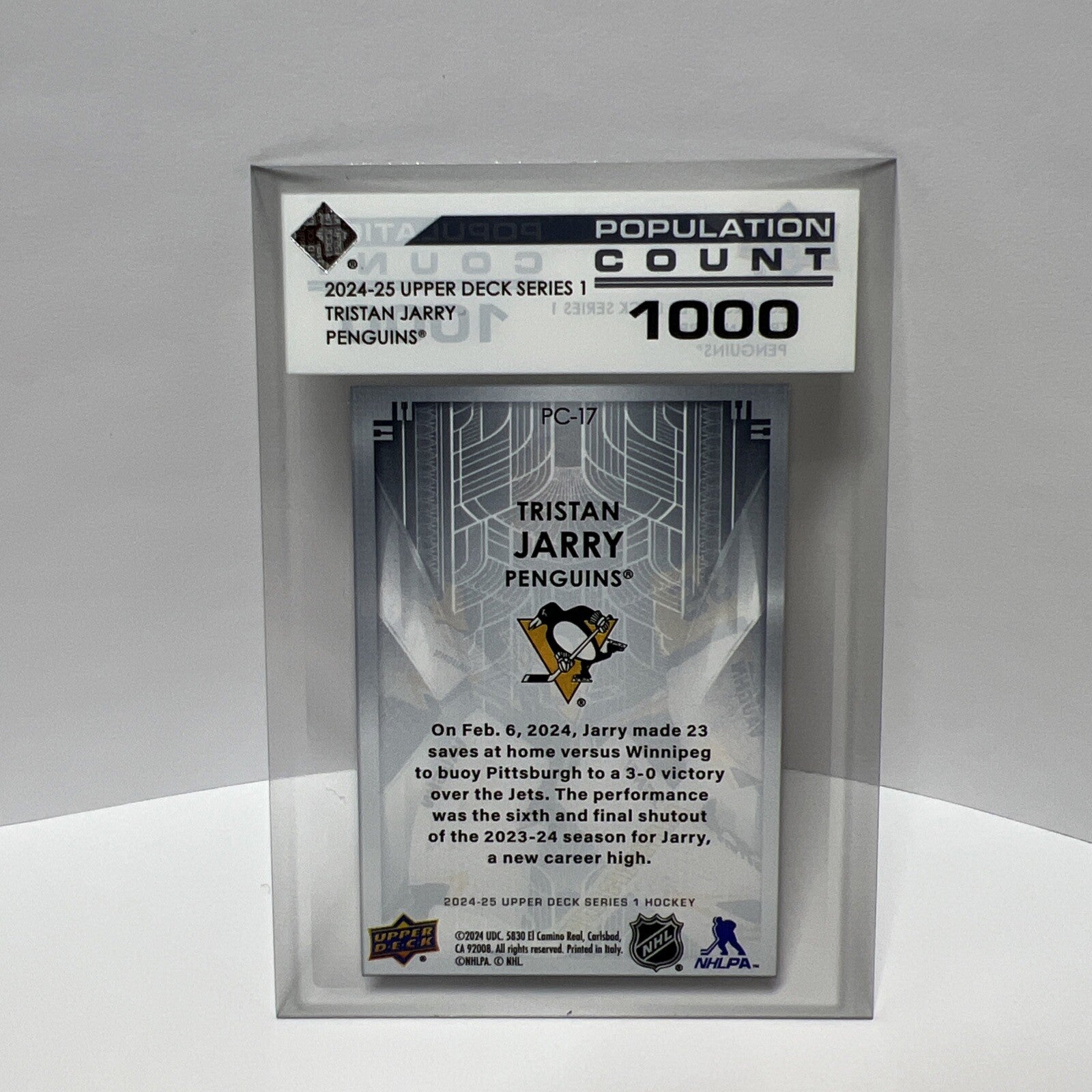 Tristan Jarry 2024-25 Upper Deck Population Count 1000 Pittsburgh Penguins