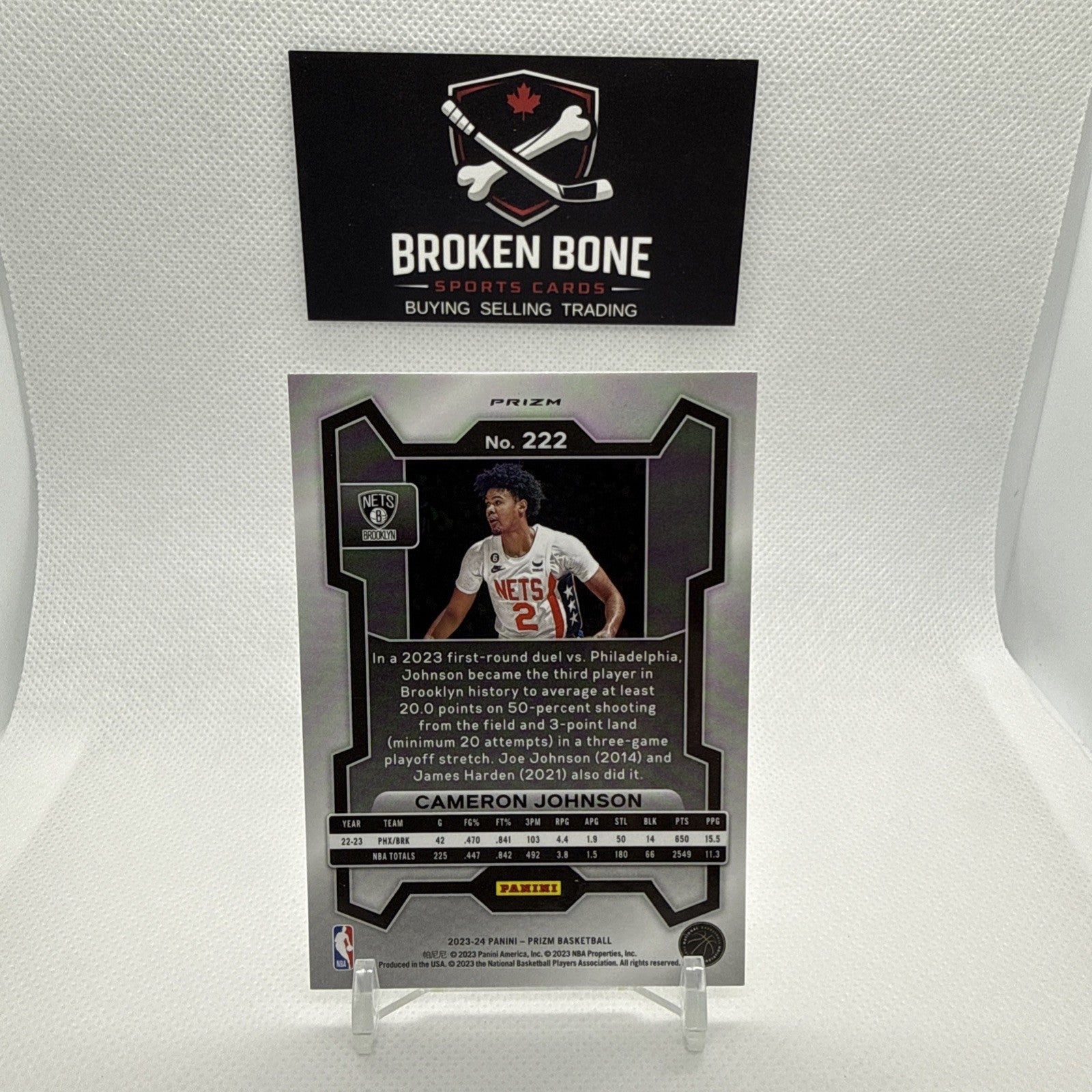 Cameron Johnson 2023-24 Panini Prizm Silver Prizm #222 Nets