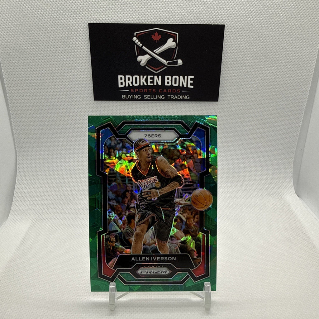Allen Iverson 2023-24 Panini Prizm Green Cracked Ice SSP #184 76ers