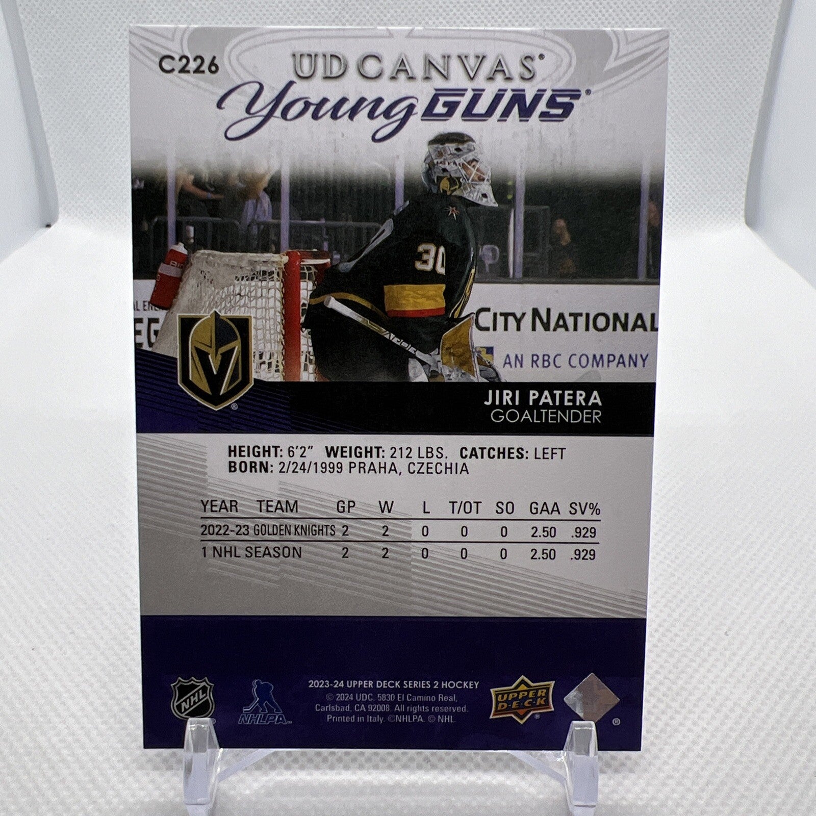 Jiri Patera 2023-24 Upper Deck Young Guns Canvas Vegas Golden Knights RC