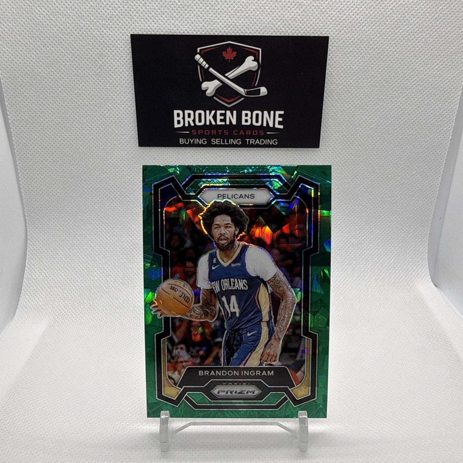 Brandon Ingram 2023-24 Panini Prizm Green Cracked Ice SSP #89 Pelicans