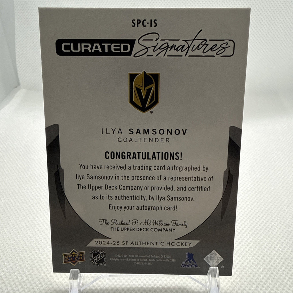 Ilya Samsonov 2024-25 SP Authentic Curated Signatures /299 Vegas Golden Knights