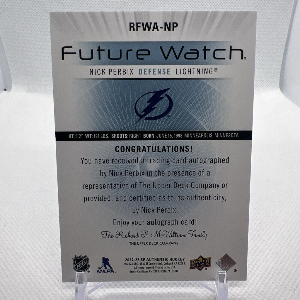 Nick Perbix 22-23 SP Authentic Retro Future Watch Auto /699 Tampa Bay Lightning