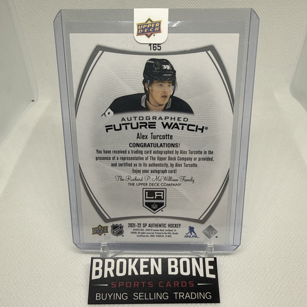 Alex Turcotte 2021-22 SP Authentic Future Watch Auto /999 Los Angeles Kings