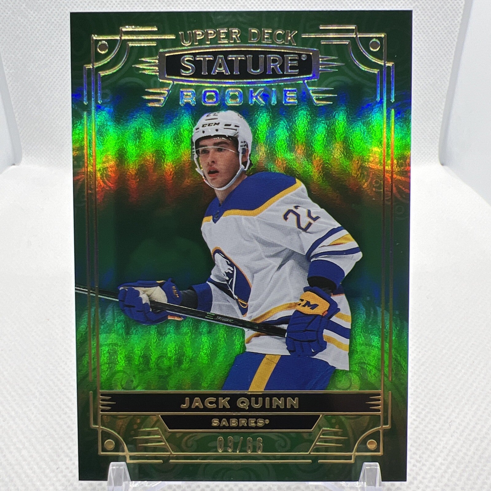 Jack Quinn 2022-23 Stature Green Photo Variant Rookie /66 Buffalo Sabres