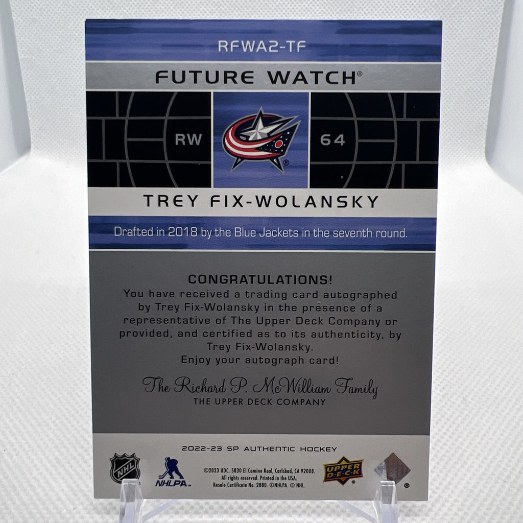 Trey Fix-Wolansky 2022-23 SP Authentic Retro Future Watch Auto /399 Blue Jackets